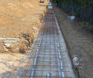 Footings dug, concrete blinding with steel mesh