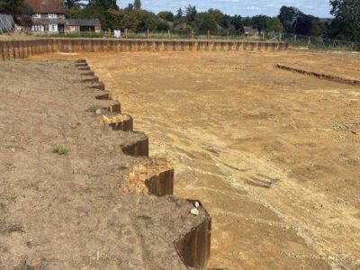 22,000m3 bulk excavation, batters being formed in the fill area