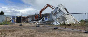 Demolition phase of existing buildings